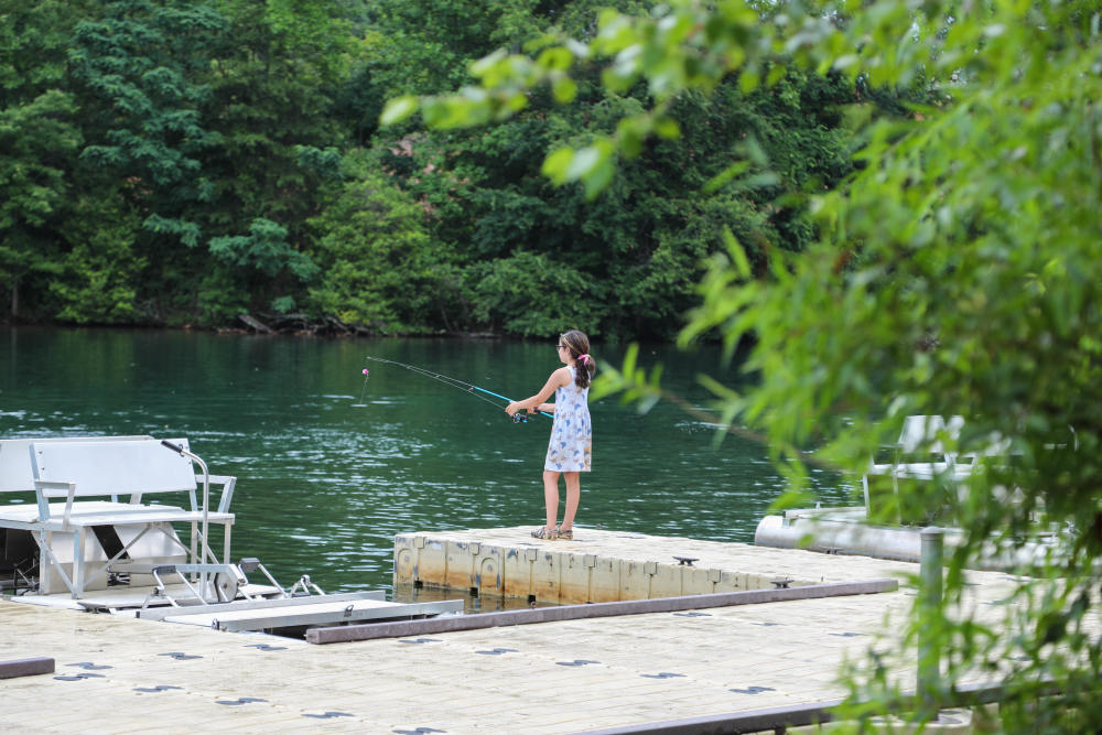 Child fishing at Lake Julian.